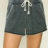 HYFVE Women's Clothing Cozy Black Acid Wash Drawstring Lounge Shorts
