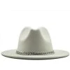 ACCITY White Panama Hat With Silver Chain Belt