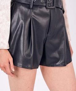 Do + Be Black High Waisted Faux Leather Shorts