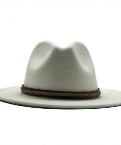 ACCITY Hats White Panama Hat With Leatherette Belt