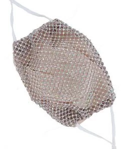 Funteze Rhinestone Mesh Face Mask With Backing Women's Clothing