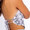 Le Lis Women's Clothing Grey Snakeskin Bandana Tie Top
