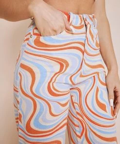 Bailey Rose Women's Clothing Blue Multicolor Straight Leg Jeans