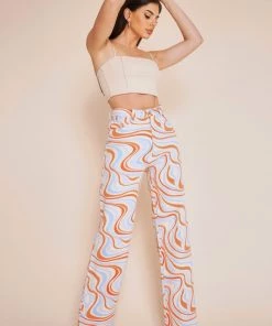 Bailey Rose Women's Clothing Blue Multicolor Straight Leg Jeans