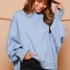 Fantastic Fawn Dusty Blue Oversized Pullover Sweatshirt Women's Clothing