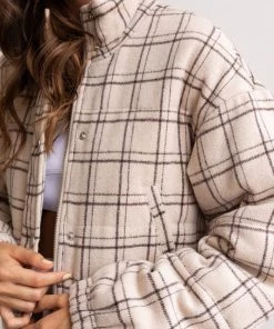 Le Lis Beige Plaid Puffer Jacket