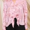 Timing Pink Marble Pattern Button Down Blouse