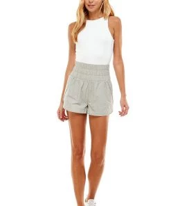 TCEC Women's Clothing Smocked High Waisted Athletic Shorts