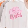 Weekndr White In Dolly We Trust Crewneck Sweatshirt Women's Clothing