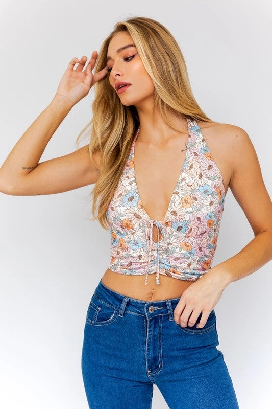 Le Lis Floral Ruched Halter Neck Top 5 Le Lis Floral Ruched Halter Neck Top