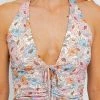 Le Lis Floral Ruched Halter Neck Top