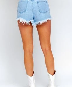 Le Lis Zandra Distressed High Rise Denim Shorts