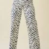 No Vacancy Off White Zebra Print Straight Leg Jeans Women's Clothing