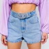 Le Lis Women's Clothing Rhinestone Belt High Rise Denim Shorts 2 Le Lis Women's Clothing Rhinestone Belt High Rise Denim Shorts