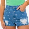 Le Lis Smiley Face Print Denim Shorts 1 Le Lis Smiley Face Print Denim Shorts