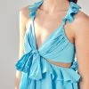 Do + Be Blue Cutout Sleeveless Ruffle Blouse Women's Clothing 2 Do + Be Blue Cutout Sleeveless Ruffle Blouse Women's Clothing