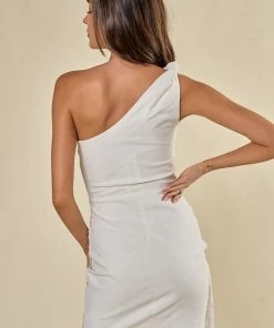 Blue Blush White One Shoulder Mini Dress