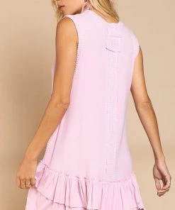 POL Women's Clothing Baby Pink Thermal Ruffle Dress