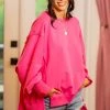 Fantastic Fawn Hot Pink Oversized Pullover Sweatshirt