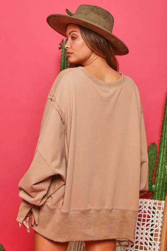 Fantastic Fawn Women's Clothing Beige Oversized Pullover Sweatshirt 5 Fantastic Fawn Women's Clothing Beige Oversized Pullover Sweatshirt