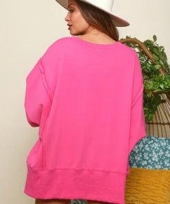 Fantastic Fawn Hot Pink Oversized Pullover Sweatshirt