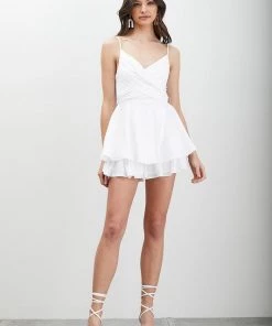Do + Be White Double Layered Romper Dress
