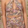 Timing Multi Color Swirl Halter Neck Crop Top