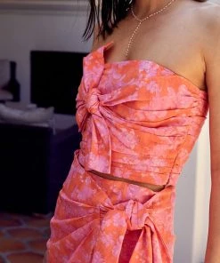 Do + Be Pink And Orange Floral Tube Top