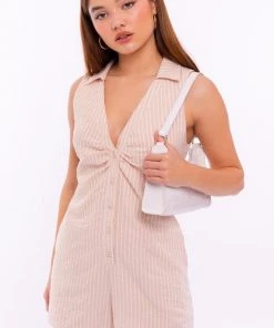 Le Lis Women's Clothing Collared Neck Button Down Striped Romper