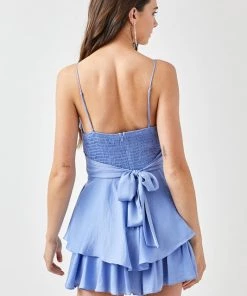 Mustard Seed Periwinkle Cowl Neck Romper Dress