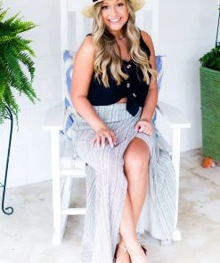 Hem & Thread Cheveron Pattern Faux Wrap Maxi Skirt