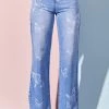 Bailey Rose Butterfly Printed Straight Leg Jeans Women's Clothing
