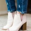Qupid Women's Clothing Brammer Off White Peep Toe Heeled Bootie