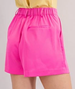Glam Pink Satin High Waisted Shorts