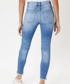 Kan Can Women's Clothing Layla High Rise Distressed Ankle Skinny Jeans - Medium Wash