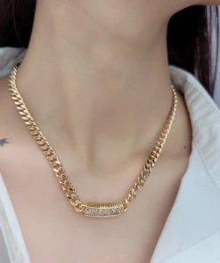 OMG Blings Cuban Chain Triple CZ Pendant Necklace