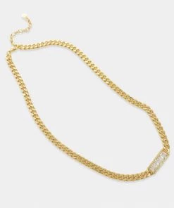 OMG Blings Cuban Chain Triple CZ Pendant Necklace 9 OMG Blings Cuban Chain Triple CZ Pendant Necklace