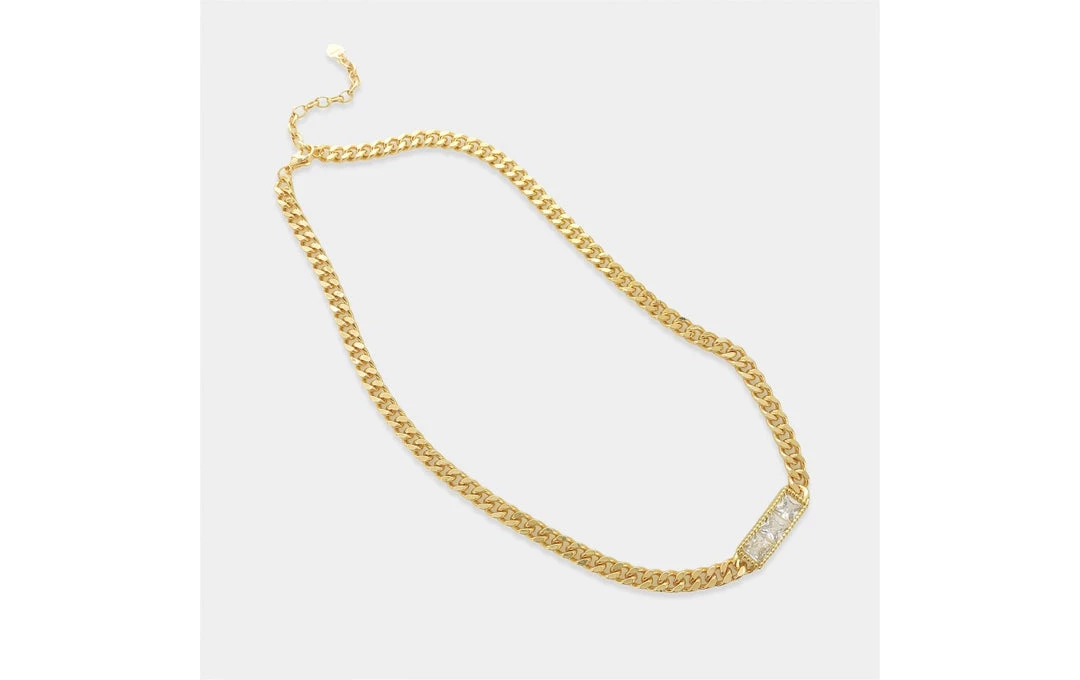 OMG Blings Cuban Chain Triple CZ Pendant Necklace 6 OMG Blings Cuban Chain Triple CZ Pendant Necklace