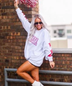 Vintage Distressed Alabama Sparkle Star Grey Crewneck Women's Clothing