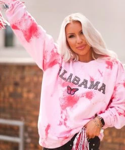 Vintage Distressed Alabama Tie Dye Crewneck Women's Clothing