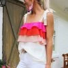 Entro All About It Pink Ruffle Tank Top Women's Clothing