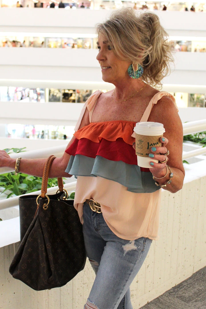 Entro All About It Taupe Ruffle Tie Top 4 Entro All About It Taupe Ruffle Tie Top