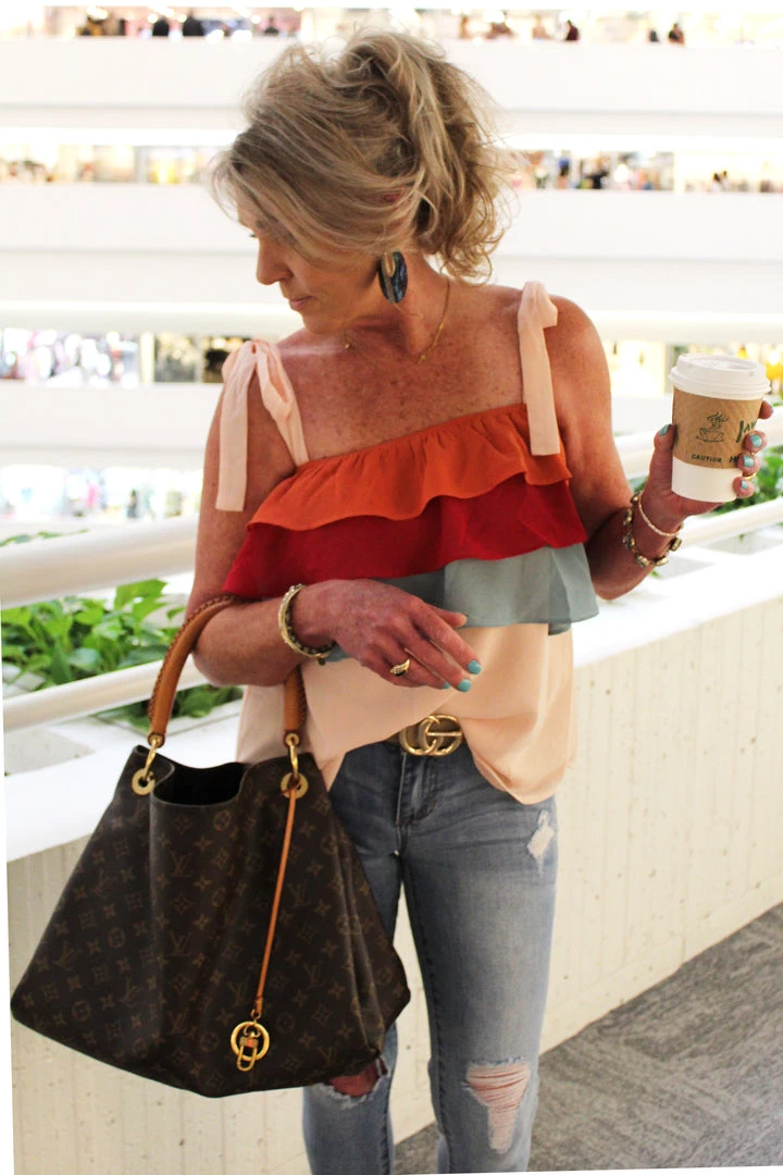 Entro All About It Taupe Ruffle Tie Top 3 Entro All About It Taupe Ruffle Tie Top