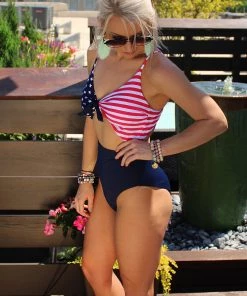 Beach Joy Bikini Women's Clothing On The Pontoon American Flag Swimsuit