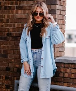 La Miel Baby Blue Plush Button Down Shacket 10 La Miel Baby Blue Plush Button Down Shacket