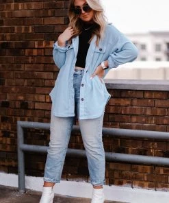 La Miel Baby Blue Plush Button Down Shacket 11 La Miel Baby Blue Plush Button Down Shacket