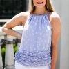 Entro Baby Blue Ruffle Star Tank Top Women's Clothing