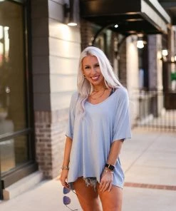 HYFVE Women's Clothing Baby Blue V-Neck Basic Tee 8 HYFVE Women's Clothing Baby Blue V-Neck Basic Tee