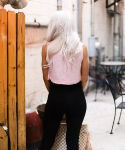 Mono B Women's Clothing Baby Pink Cropped Workout Tank