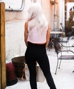 Mono B Women's Clothing Baby Pink Cropped Workout Tank